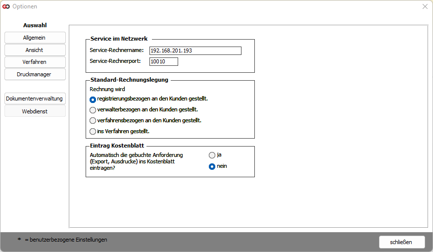 Optionen-Webdienst